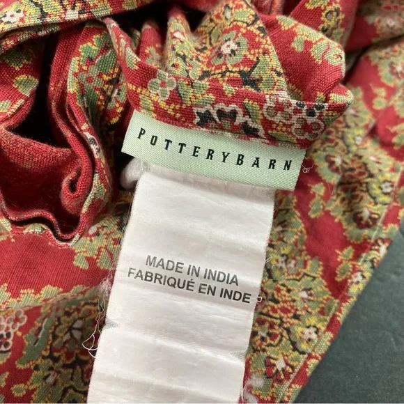 Pottery Barn Greta Bhotah Red Paisley King Duvet Cover Cotton/Linen Blend